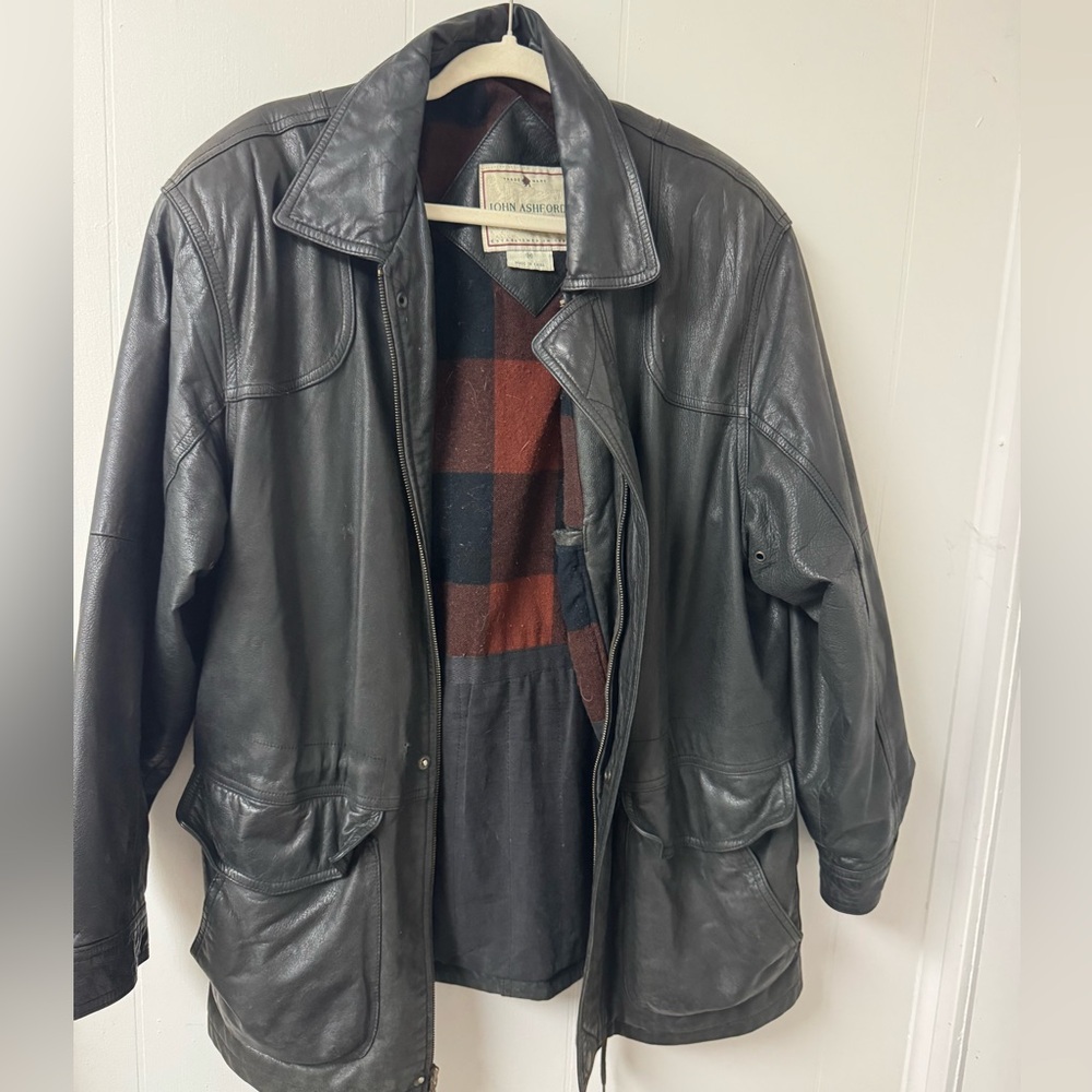 John Ashford Dark Gray Leather Jacket